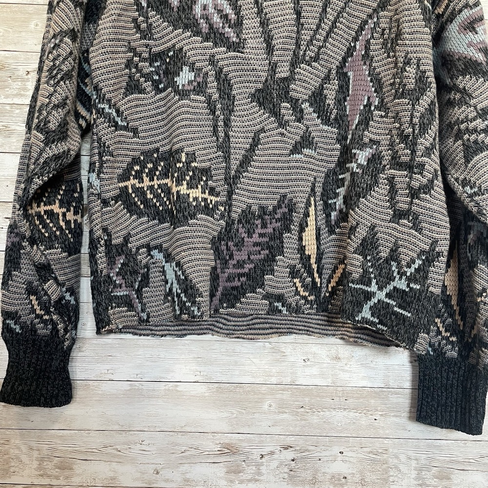 Vintage 80s-90s Michael Gerald Mens M Sweater Geometric Cosby Grandpa Knit READ - Picture 6 of 7